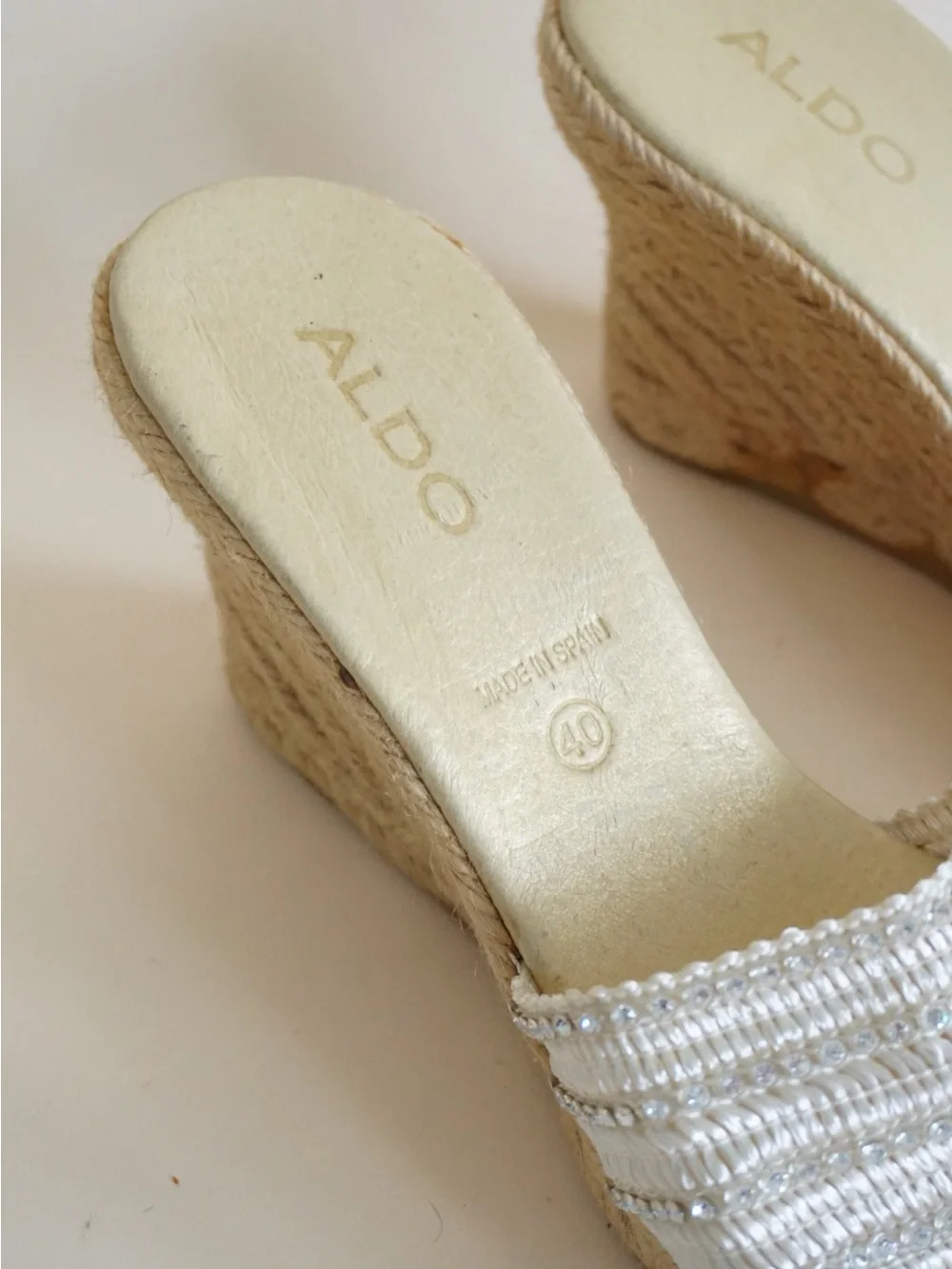 VTG Aldo Beaded Mesh Y2K Braided Wedge Sandals Made in Brazil - Size 40 / 9.5